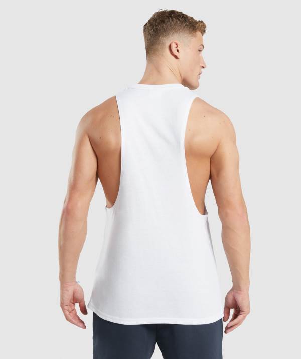Panske Tielko Gymshark Legacy Drop Arm Biele | YN8602475